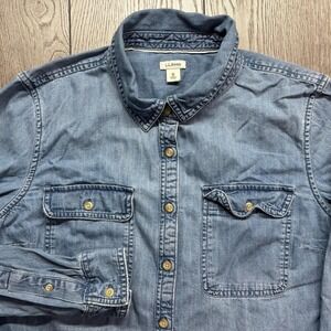 Vintage L L Bean Y2k denim Button Shirt Medium Jean Layering LLbean
